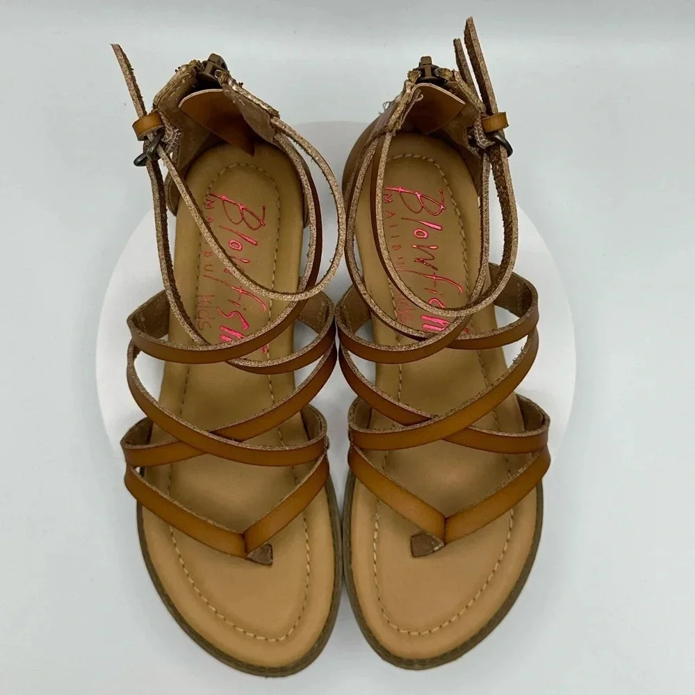 BLOWFISH Girls’ Strappy Leather Sandals, Size 3.5, EUC